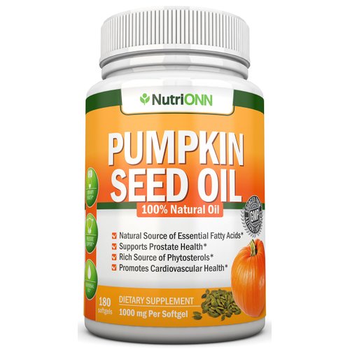 Pumpkin Seed Oil - 1000MG - 180 Softgels - Cold-Pressed Natural Pumpkin Seed Oil - Natural Source of Essential Fatty Acids - Great for Hair Growth, Prostate Health, Joint Health and GI Tract
