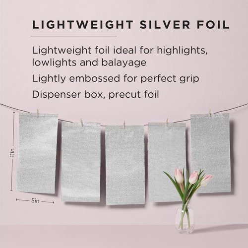 Fromm Color Studio Lightweight Pop Up Hair Foil in Silver, 5" x 11" Embossed Aluminum Foil Sheets, Hair Foils for Highlighting and Coloring - 500 Foil Sheets