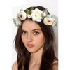 Lofruiin Women's Bohemian Simulated Rose Flower Wreath Adjustable Rose Flower Headband Seaside Party Floral Headpiece (A- White)