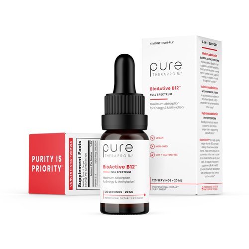 BioActive B12 Full Spectrum Vegan Methylated Vitamin B12 Sublingual Liquid Methylcobalamin, Hydroxocobalamin & Adenosylcobalamin 1,000 mcg per Drop (5 Drops = 5,000mcg / 4 Month Supply) 20 ml