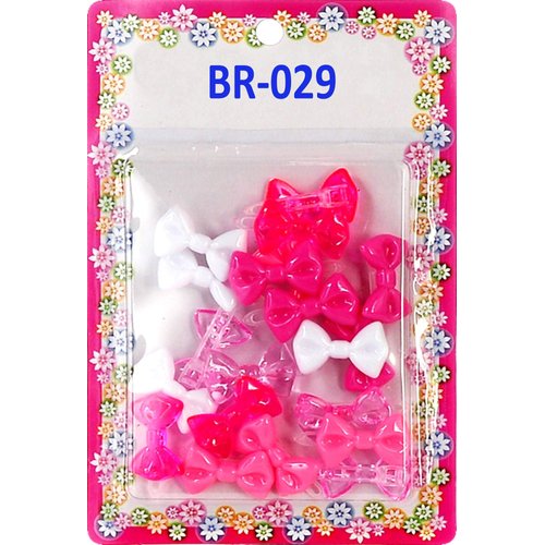 Tara Girls Super Cute Self Hinge Plastic Mulit Design Hair Barrettes Selection. 20 pc pink white clear bow.