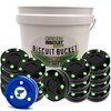 Green Biscuit Roller Hockey Puck Bucket 15 Pucks NHL Biscuit/GB Sticker- NHL Official Off Ice Hockey Pucks for Stick Handling, Passing, & Shooting Practice- Outdoor Street Hockey Puck-Dia 3",Thick 1"
