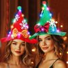 BARTOSI Christmas Hat Headband Light Up Santa Hat LED Xmas Bow Snowflake Headpiece Christmas Hair Accessories for Women (Green)
