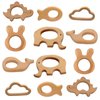 OSTTRPO 12-Pcs Baby Teether Toys,Wooden Teethers for Babies - Wooden Animal Toys, Teething Rings, Toddler Chew Toys，Baby Teething Rings and Wooden Teether Set-Suitable for Children Over 36 Months