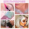 CAHIUYOA 2PCS White Silver Face Glitter Gel Holographic Glitter Gel for Body Hair Lip Glitter Makeup Long Lasting Waterproof Sequins Glitter for Halloween Concert Rave Party Accessories