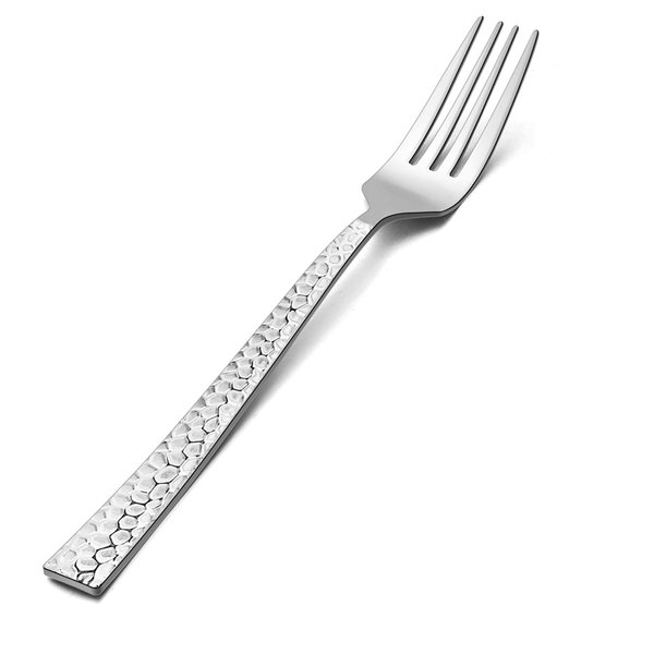 Salad Forks Set of 12, E-far 6.7 Inch Stainless Steel Hammered Dessert Forks for Home, Kitchen or Restaurant, Non-toxic & Mirror Polished, Squared Edge & Dishwasher Safe