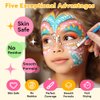 Janolia Face Painting Kit for Kids, Rainbow Split Cake Face Paint, Water Activated Face Paint Body Paint, One Stroke Split Cake Palette, Ideal Facepaint Makeup Kit for Kids Halloween Carnival Easter