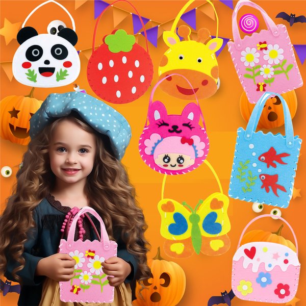 Sewing Kit for Kids, 8 Easy DIY Sewing Bags, Arts Crafts for Girls Ages 6 7 8, Kids Sewing Crafts Supplies, Fun Arts and Crafts Gifts Toys for Girls Birthday Christmas