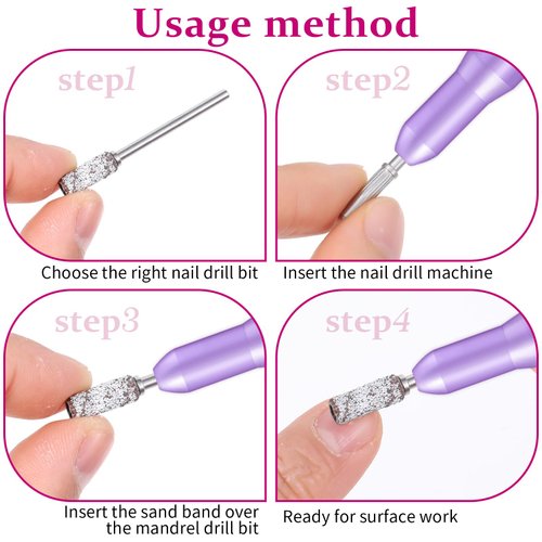 6 Pcs Mandrel Nail Drill Bits, Mandrel Bits for Small Sanding Bands, 3.1 MM Mini 3/32 Shank Nail Drill Bits for Electric Drill File Machine, Nail Drill Bits for Acrylic Nails Manicure Pedicure Tool