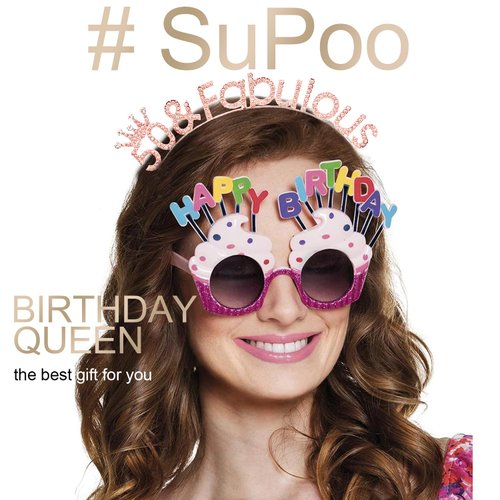 SuPoo Rose Gold 50th Birthday Crown 50th Birthday Decorations Women 50 & Fabulous Birthday Headband Tiara 50 Birthday Gifts for Her 50 Year Old Party Decorations Happy Birthday Hair Accessories