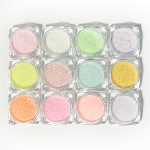 MEILINDS 12 Bottles Nail Art Glitter Sugar Powder Holographic Shining Sugar Nail Glitter Nail Art Decoration DIY Crafts