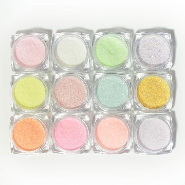 MEILINDS 12 Bottles Nail Art Glitter Sugar Powder Holographic Shining Sugar Nail Glitter Nail Art Decoration DIY Crafts