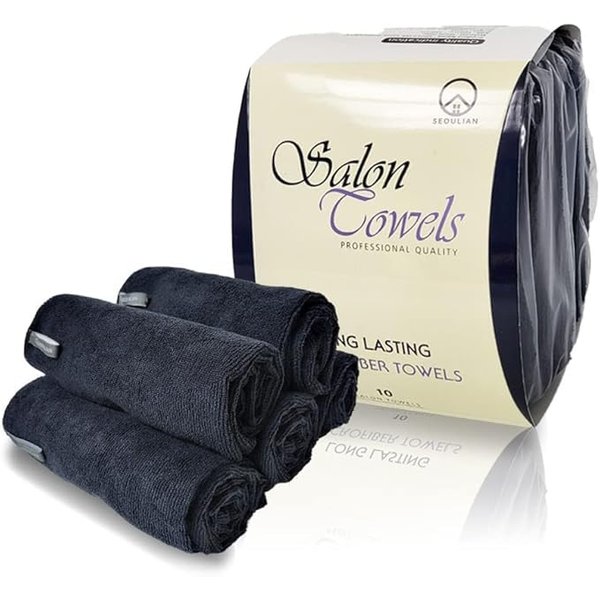 SEOULIAN, Premium Microfiber Hair Towel, 10 Pack, Salon Towels, Quick Dry Microfiber Towels, Size 29 x 16 Inches Ultra-Soft Microfiber Towel
