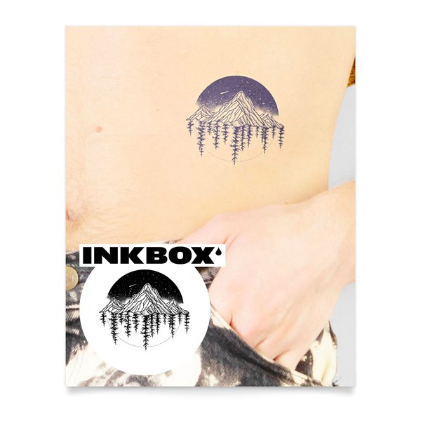 Inkbox Temporary Tattoos, Semi-Permanent Tattoo, One Premium Easy Long Lasting, Water-Resistant Temp Tattoo with For Now Ink - Lasts 1-2 Weeks, Darkened Sky, 4 x 4 in