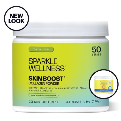 Hydrolyzed Collagen Powder - Sparkle Skin Boost (Tropical Coconut Pineapple) [50-Serves] Verisol Collagen Hydrolysate Protein Powder Vitamin C Paleo Non-GMO Gluten Free Beauty Supplement Drink