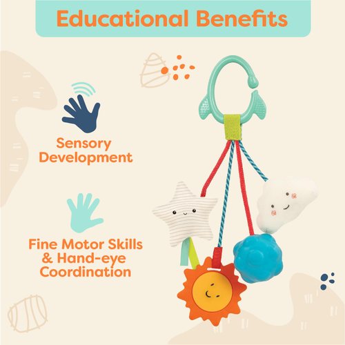B. toys- B. baby- Baby Sensory Rattle – Hanging Toys for Car Seat, Stroller, Crib, Play Gym – Soft & Crinkly – Fun Activity for Infants, Babies– 3 Months +