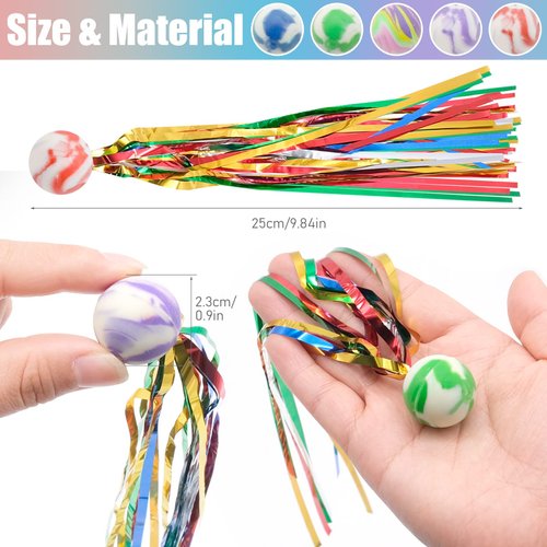 inheming 20 PCS Comet Balls with Colorful Streamers, Rubber Bouncy Balls for Kids Birthday Party Favors, Easter Basket Goody Bag Filler