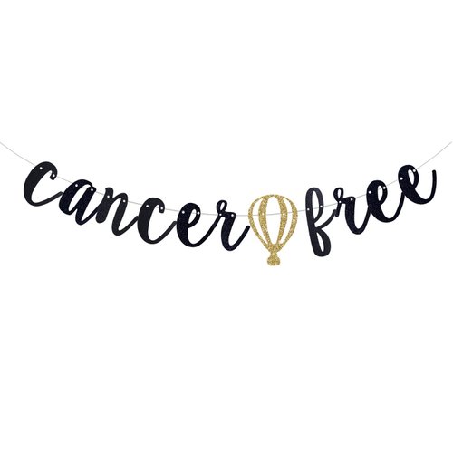 FEDVET Cancer Free Banner, Cancer Surviving Party Decorations, Cancer Theme Party Decoration (Black Glitter)