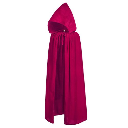 Aricy Kids Hooded Cloak Cape Christmas Halloween Role Play Cosplay Costume, Velvet Burdundy, L/ages 8-16