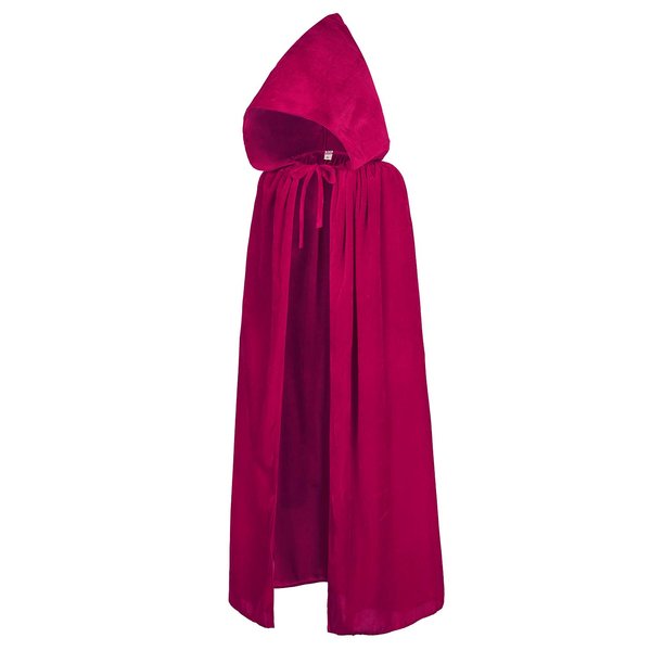 Aricy Kids Hooded Cloak Cape Christmas Halloween Role Play Cosplay Costume, Velvet Burdundy, L/ages 8-16