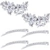 PAGOW 6Pcs Crystal Flower Bridal Hair Clips, Silver Bobby Pins Bride Wedding Hair Accessories, Rhinestone Flower Wedding Headpiece for Brides Women Girls