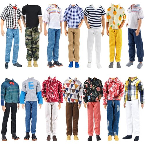 E-TING 6-Item Fantastic Pack = 3 Sets Fashion Casual Wear Clothes Outfit + 3 Pairs Shoes for 12 Inch Doll Clothes Random Style