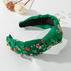Christmas Jeweled Headband for Women Red Green Crystal Xmas Tree Snowflake Embellished Knotted Hairband ladies Twist Wide Green Hair Band Accessories Fashion Holiday Hairband Gifts (Christmas-Green)