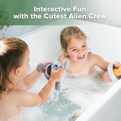 Haakaa Alien Explorers Baby Bath Toys, Food Grade Silicone Toddler Squirt Water Toys for Bathtubs/Swimming Pools/Beaches, Detachable Mold Free Floating Tub Toys for Kids Ages 1-3 (Whole Set)
