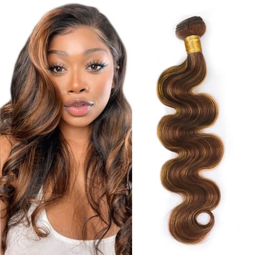 Highlight Body Wave Bundle P4/30 Brazilian Remy Human Hair Bundle 100% Unprocessed Virgin Hair Bundle Hair Weave For Women Piano Color Brown And Honey Blonde Hair Bundle 28 Inch