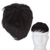 Men Hair Unit Wig Male Hair Pieces Short Wig, Black Short Straight Hair High Temperature Fiber Bald Head Fake Hair Wig, Head Top Short Straight Black Hair Wig