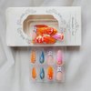 24 Pcs 3D Fruits Press on Nails Short Almond - SHANRUN Summer Fake Nails Press ons French Nail Art Tips Glue on Nails Stick on Nails Full Cover Artificial Acrylic False Nails with Orange Ocean Design
