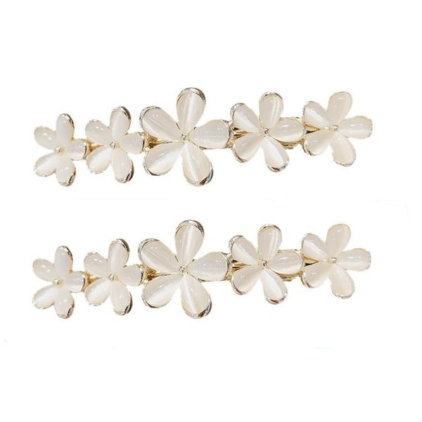 2Pcs Golden Flower Opal Hair Clips Gold Sparkly Wedding Barrettes Fancy Hair Pins Valentines Wedding Prom Engagement Birthday Decorative Accessories for Women Girls Thick Fine Hair, Hair Accessories