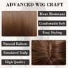 Doremiy Bob Brown Wig with Bangs Natural Short Straight Wigs for Women Shoulder Length Synthetic Wigs for Daily Cosplay