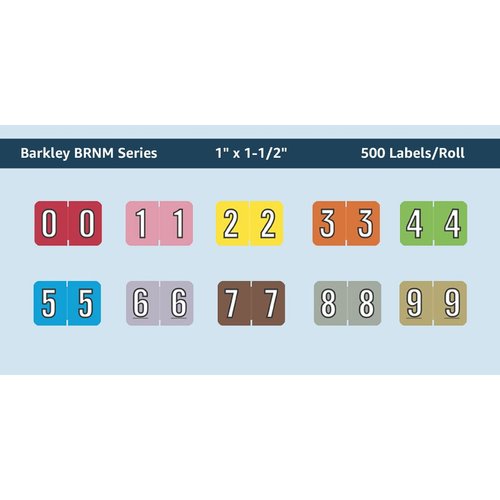 Doctor Stuff - File Folder Labels, Number 5, Barkley FNBKM Match - BRNM Series Chart Stickers, Blue, 1" x 1-1/2", 5, 500/Roll