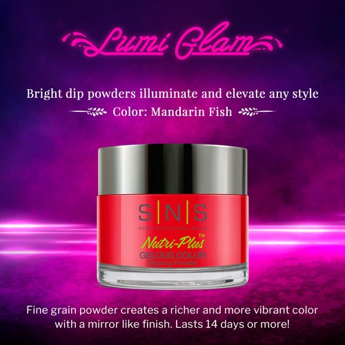 SNS Nail Dip Powder, Gelous Color Dipping Powder - Mandarin Fish (Red/Neon) - Long-Lasting Dip Powder Nail Color Lasts 14 Days - Low-Odor & No UV Lamp Required - 1 oz