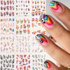 12 Sheets French Nail Art Stickers Decals Colorful Stripes Lines Irregular Geometric Water Transfer Nail Stickers 3D French Abstract Nail Decals Nail Art Supplies for Women Girls DIY Acrylic Nails