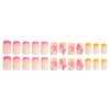 Square French Tip Press on Nails Short Fake Nails Nude Pink with Flower False Nails Design Summer acrylic Glue on Nails Pink Artificial Nails on Nails for Women Girls DIY Decoration 24pcs
