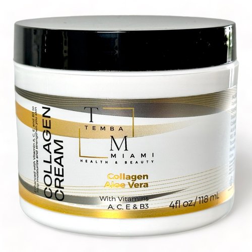 TEMBA MIAMI COLLAGEN Face CREAM MOISTURIZER, Non Greasy ANTI-AGING for ALL SKIN TYPES, Including SENSITIVE SKIN, 4 fl oz