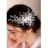 Chargances Silver Flower Pearl Hair Comb for Wedding Brides Bridesmaid Crystal Beaded Hair Comb Accessories Rhinestone Head Pieces for Women Girls Porm (Silver)