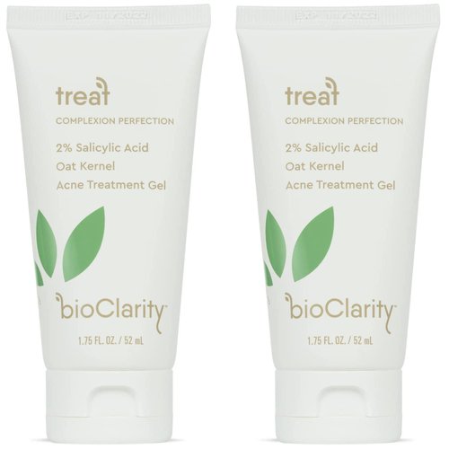 bioClarity Acne Treatment Gel | 2% Salicylic Acid + Moisturizing Oat Kernel | 100% Vegan, Clean Ingredients | 1.75 Fl Oz (Pack Of 2)