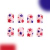 4th of July Press on Nails Short Square Petite Fake Nails Pink Full Cover False Nails with Red Blue Star Designs Glossy Glue on Nails Acrylic Nails Manicure Artificial Nails for Women Girls 24Pcs