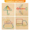 2Pack Wooden Geoboard,Montessori Toy,Graphical Mathematical Education Toy for Kids with Pattern Cards and Rubber Bands to Figures and Shapes, Brain Teaser STEM Toy Geo Board.