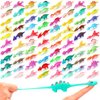 Silipull 100 Pcs Mini Slingshot Dinosaur Finger Toys Rubber Stretchable Dinosaur Finger Slingshot Flying Dinosaur Toys Launch Animal Stretchy Toys for Flying Games Party Favors Easter Egg Fillers