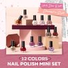 Modelones Nail Polish Set 12 Colors Burgundy Red Christmas Nail Polish Set Champagne Gold Glitter Nail Polish Dark Red Purple Shimmer Winter Brown Nail Gifts for Women Girl DIY Salon Home Manicure