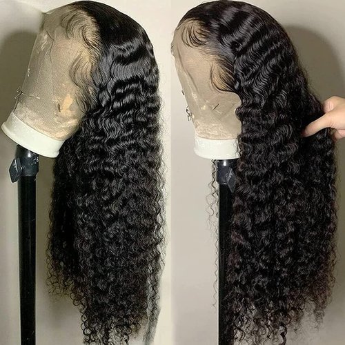 PRIMELACE Curly Lace Front Wig Human Hair 13x4 Deep Wave Lace Front Wigs Human Hair 16inch 180% Density HD Transparent Mongolian Kinky Curly Wig for Black Women Human Hair