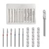 10 Piece Nail Drill Bits Set- 10 Pcs Mini Sanding Bands 240# for Nail Drill with 3.1mm Mandrel Bit Includes 6 Cuticle Bit (3/32 Inch), Professional Rotary Burrs Diamond Cuticle Remover Bits