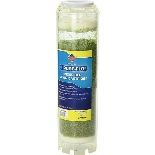 Coralife Aquarium Fish Tank Marine Salt Water Pure-Flo Mixed-Bed Deion Cartridge, 9.5 Inch