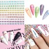 Letter Nail Art Stickers Small Letter Nail Decals Nail Art Supplies 3D Alphabet Nail Stickers Designs Holographic English Font Letters Nail Sticker for Women Girls Nail Art Decoration (8 Sheets)