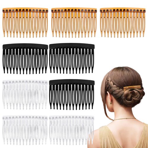 Molain 9 Pcs 14 Teeth Hair Side Comb Transparent Twist French Vintage Style Hair Clips Pins Accessories for Women Girls Bridal Wedding Veil French Side Hair Comb Hair Styling Comb