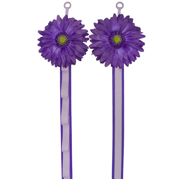Hair Bow Holder and Headband Holder Storage and Organizer MATCHING SET (7 inch Blooming Daisy - Purple with Lavender DOT)